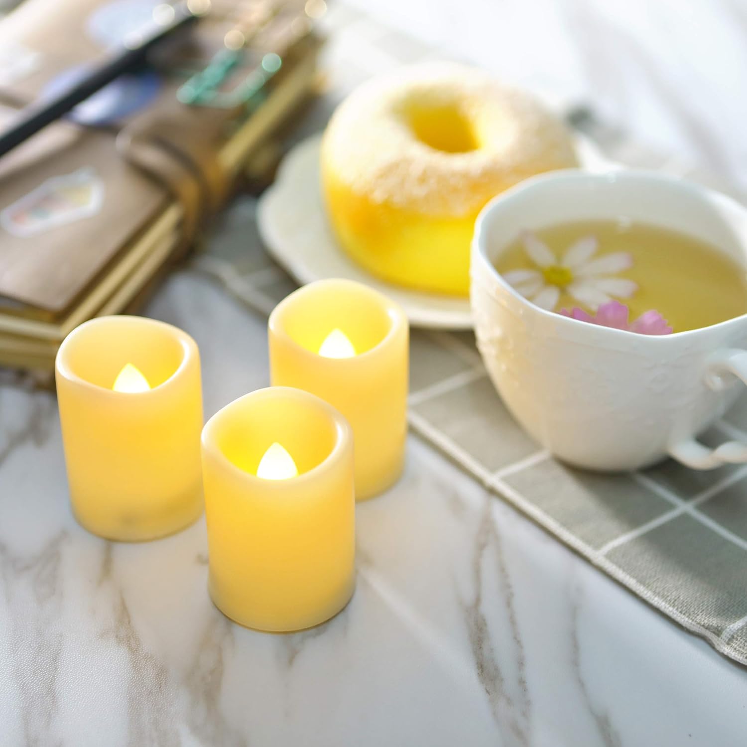 iZAN 36 Pack Flameless Battery Operated LED Votive Candles Flickering Electric Fake Tea Lights Candle Bulk Set for Christmas Home Party Decorations Wedding Supplies 1.5x2 inch Batteries Included