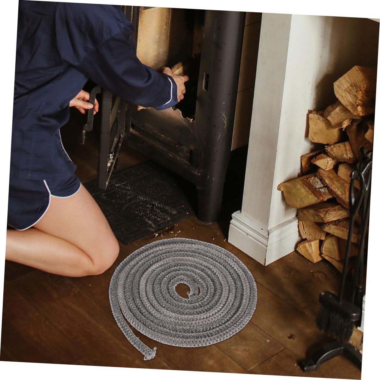 SHINEOFI Guarnizione per Stufa Legna 2,5 M in Fibra di Vetro per Stufa Porte a Legna Resistente al Calore