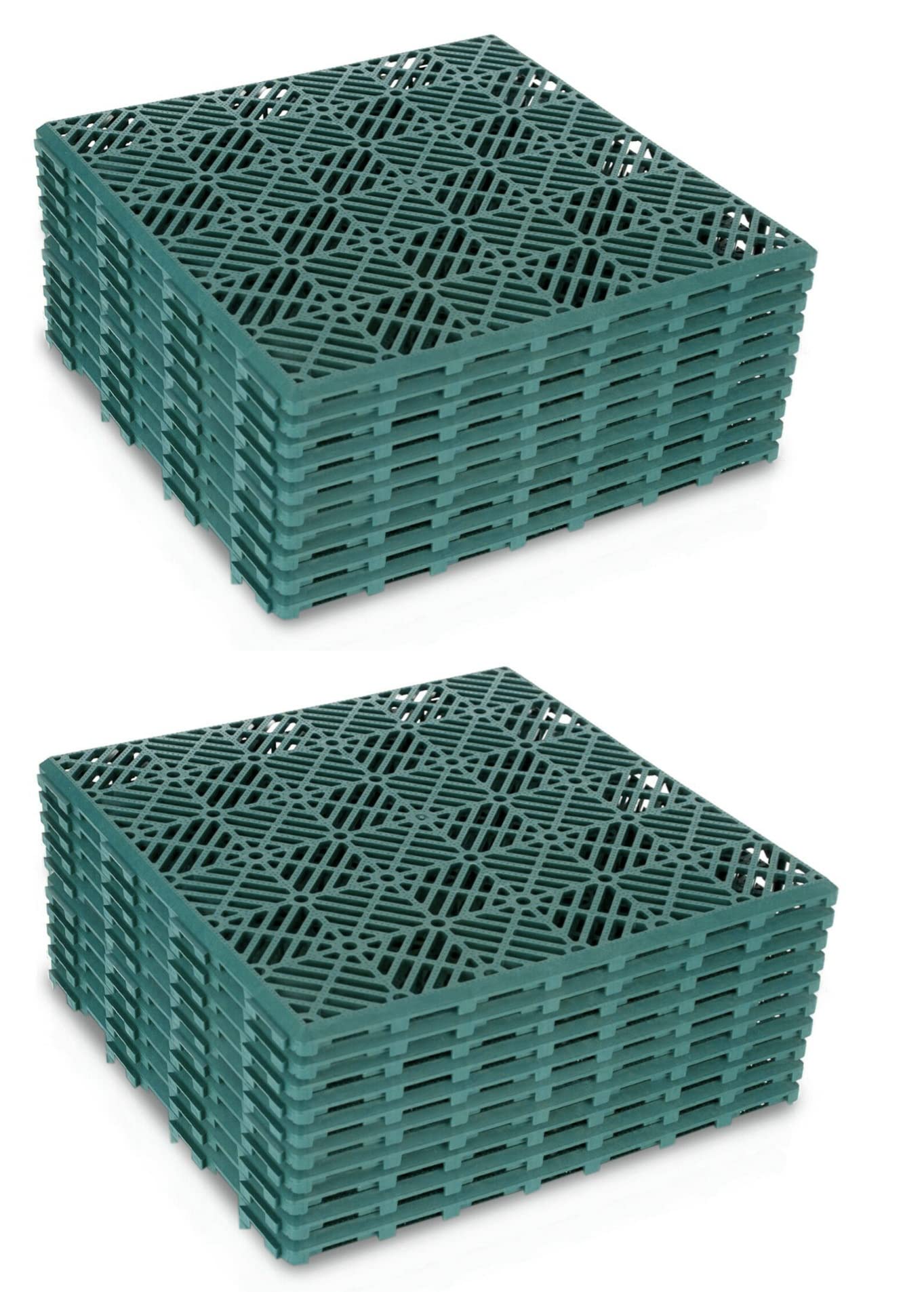 ADEPTNA Interlocking Easy Click Plastic Garden Deck Tiles Nonslip Path Floor Lawn Paving Patio – Durable non-slip Design (20 PACK GREEN)