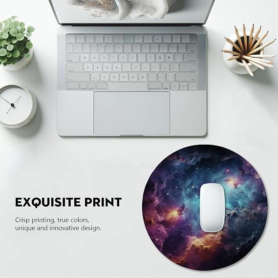 Galactic Nebula Starscape Mouse Pad - Explore The Universe from Your Desk, Stitched Edges Non-Slip Rubber Base Mouse Pads for Computers Laptop