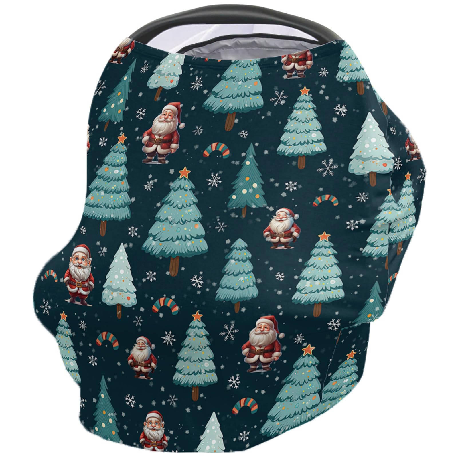 Nursing Cover for Breastfeeding Scarf, Christmas Green Xams Tree Snowflake Baby Car Covers Super Soft Multi Use for Canopy Shopping Cart Cover Blanket Stroller Cover