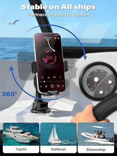 Miniatura 7 de OQTIQ Soporte para teléfono de barco con ventosa - Soporte impermeable para teléfono celular para tablero, kayak, vela, puerto deportivo, compatible
