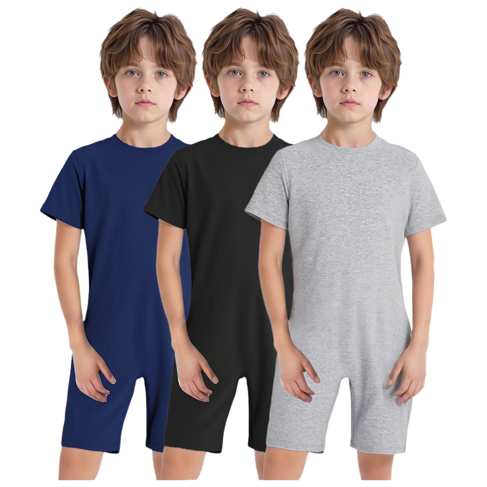 3 Stück Kinder Pflegeoverall Mit Reißverschluss Hinten Kurzarm Bodysuit Adaptive Kleidung Für Kinder Mit Besonderen Bedürfnissen