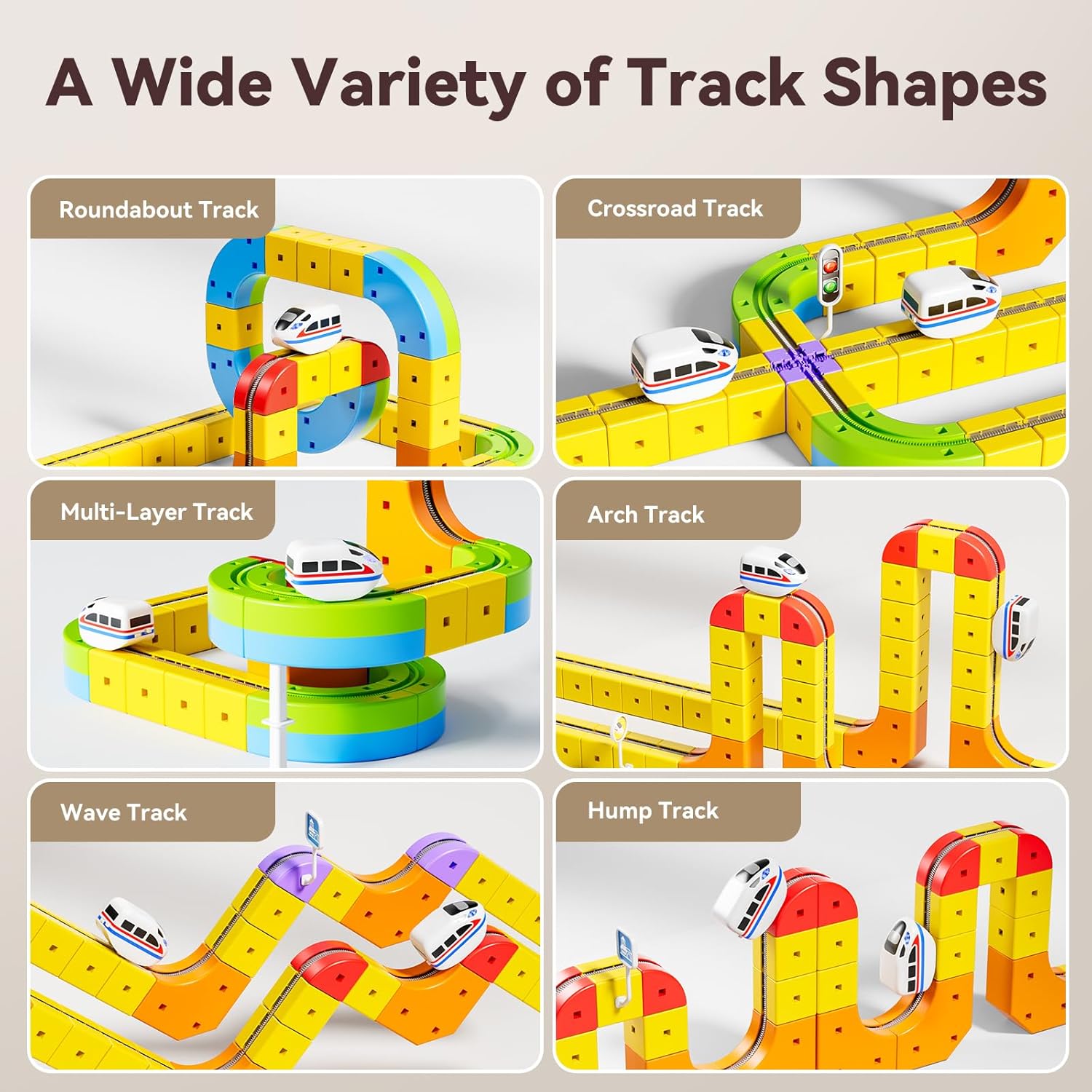 Upgrade Electric Train Set, 3D Cube Track-DIY Rail Cube Block Kit, 113PCS STEM Gravity-Defying Motorized Trains Race Tracks Toys Gift for Kids Boys Girls Age 3 4 5 6 7 8+