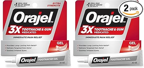 Orajel 3X for Toothache & Gum Pain: Maximum Gel Tube 0.42oz - from #1 Oral Pain Relief Brand for Instant Pain Relief (Pack of 2)
