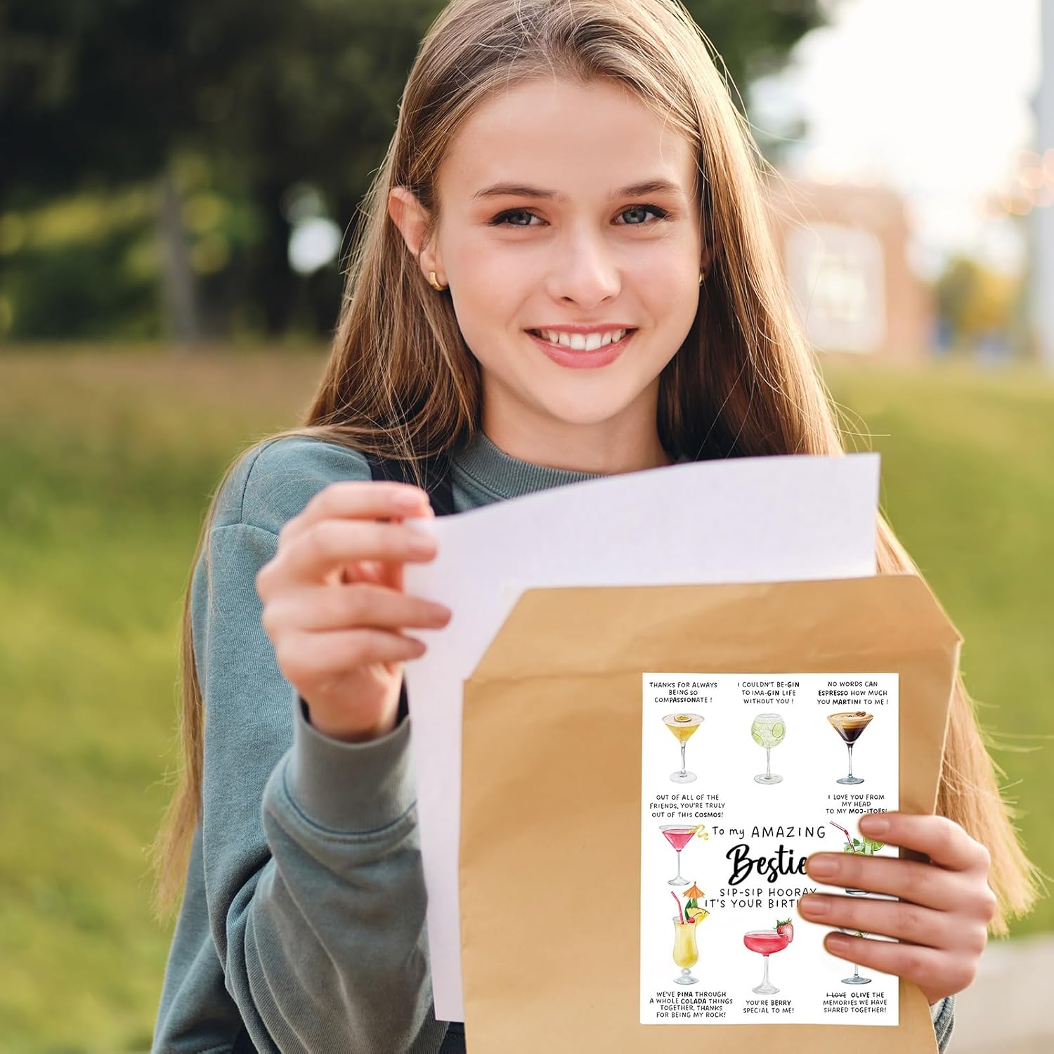 Cocktail Birthday Card for Best Friend–Funny and Cute Greeting Card for Women Bestie or Friend–Friendship Birthday Card for Her–Birthday Gift Card Alternative for Girls Night or BFF Surprise (Type-A) - Image 2