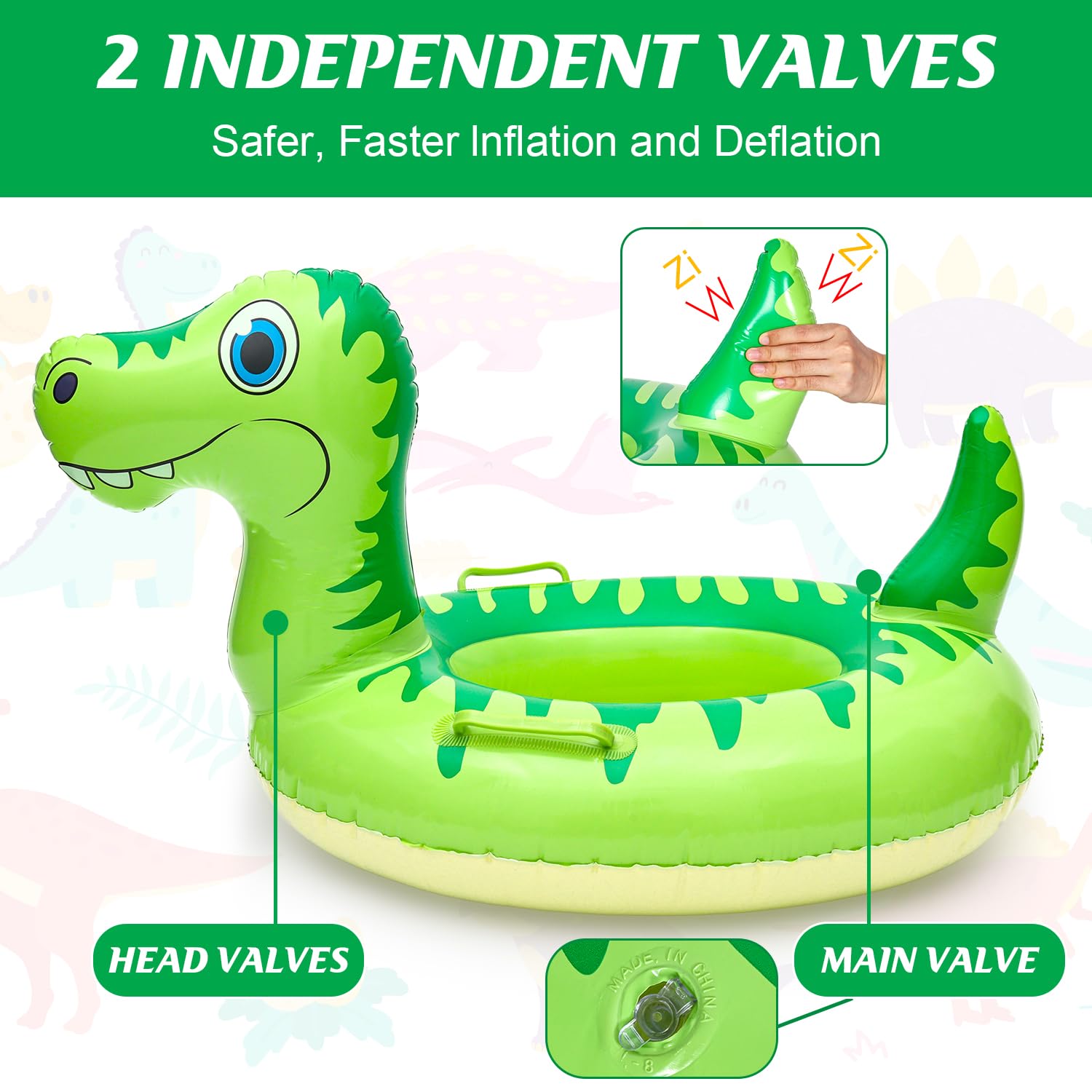 Baby Swimming Float,Baby Dinosaur Swim Ring Seat Pool Floats for Kids Boys Girls Summer Beach Water Party - Image 4