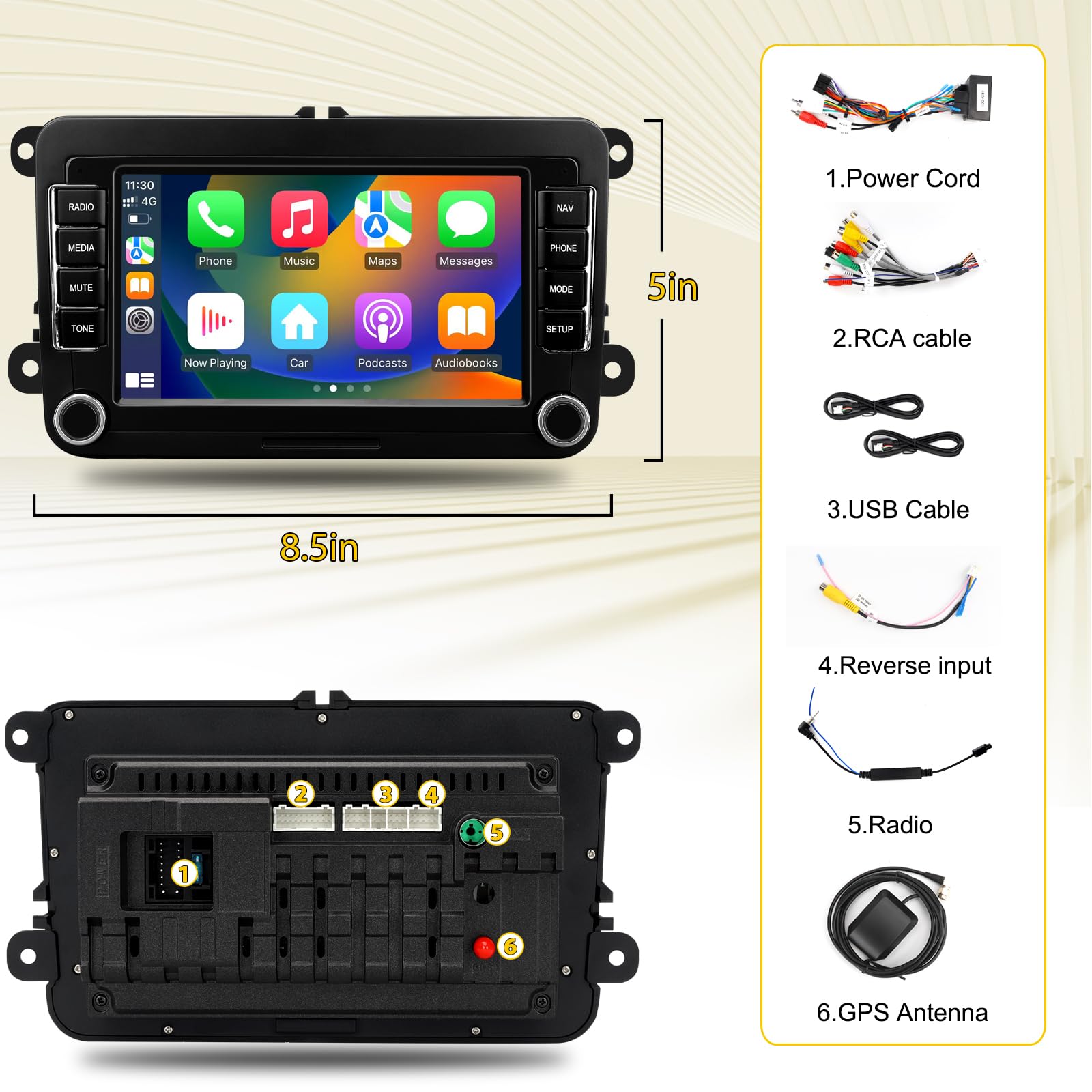 Radio Samochodowe z Bezprzewodowym Carplay Android Auto dla Volkswagen Beetle Tiguan Passat Golf Polo Jetta Seat Skoda, Android 13 7-calowy ekran Dotykowy Jednostka Glówna z GPS WiFi Bluetooth FM