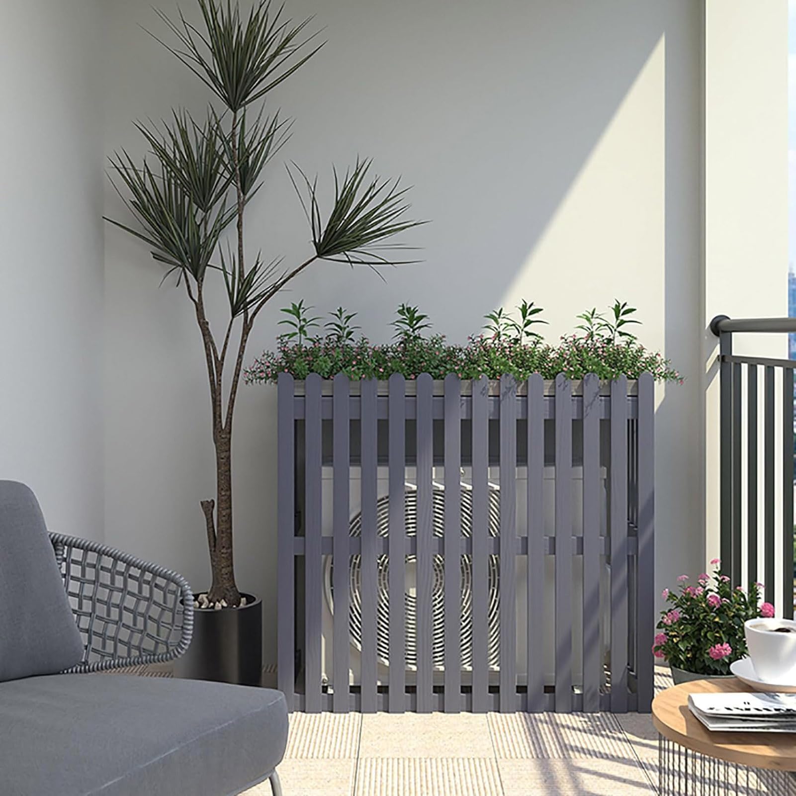 Cache-climatiseur en bois pour embellir votre terrasse ou balcon