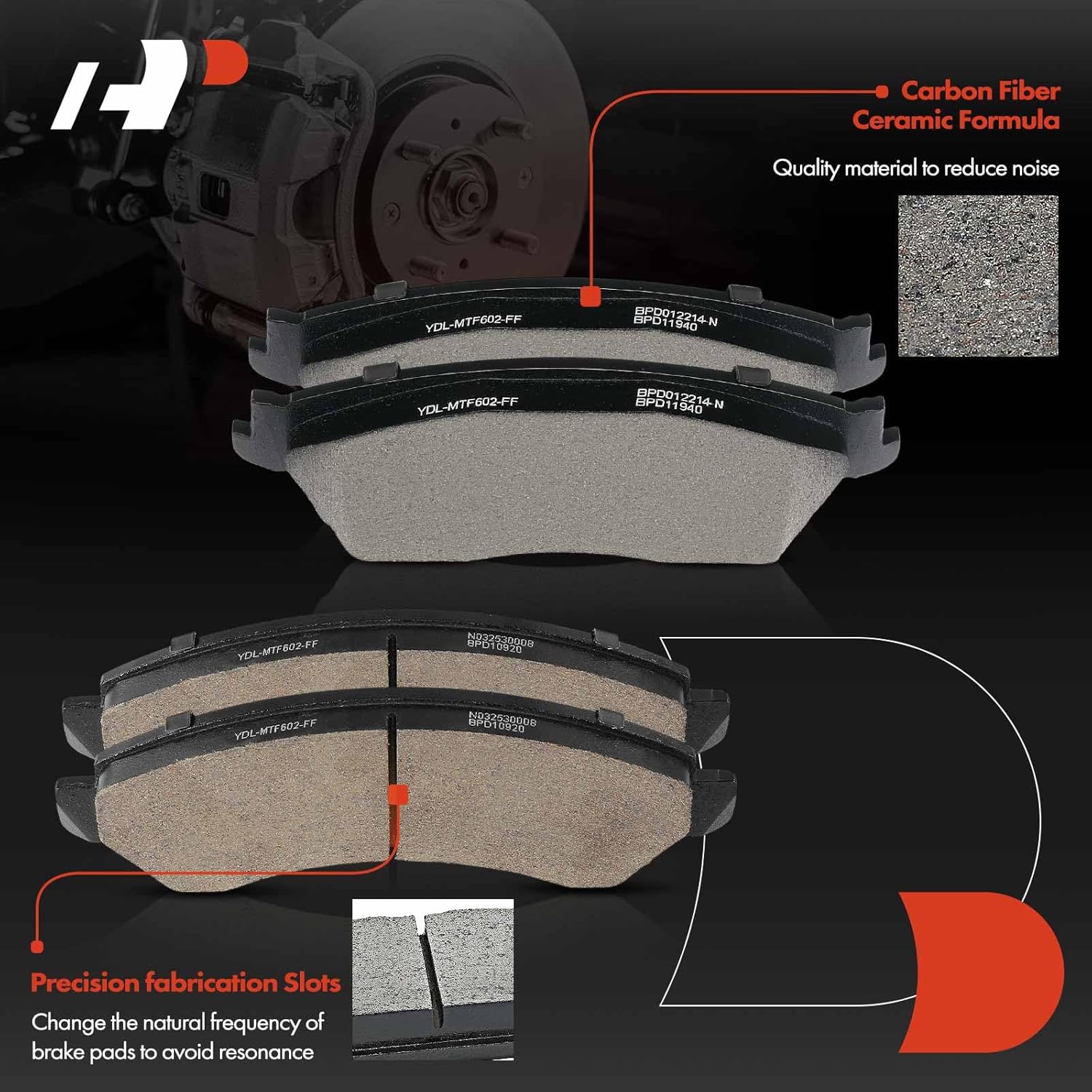 A-Premium Front and Rear Ceramic Brake Pads Set Compatible with Chevrolet, GMC, and Cadillac Models - Silverado 1500, Sierra 1500, Tahoe, Suburban, Yukon XL, Avalanche, Escalade ESV EXT, 8-Pack