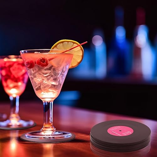 Miniatura 5 de 24 posavasos divertidos retro para discos de vinilo, regalo de música, bares, cumpleaños, fiestas para amantes de la música, costa colorida,