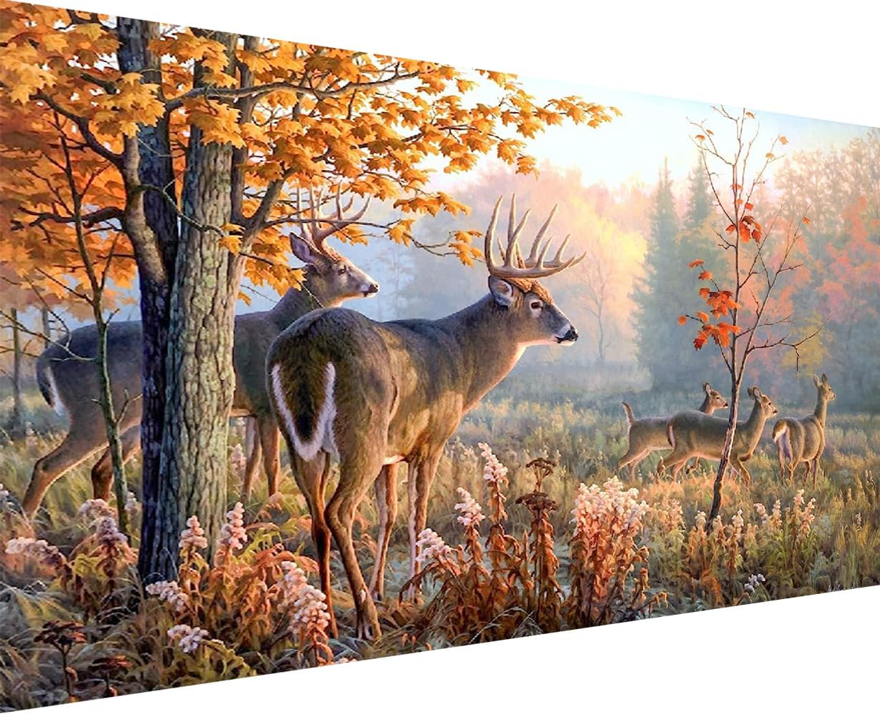 BOHADIY 5D Diamond Art Painting Deer, Large Size Deer Diamond Painting Kits for Adults,DIY Full Drill Arts and Crafts,Gem Art Painting with Diamond Home Wall Decor 27.5 X 15.7inch