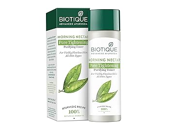 Biotique Morning Nectra Pore Tightening Purifying Toner For Visibily Flawleass Skin All Skin Type 120 ml
