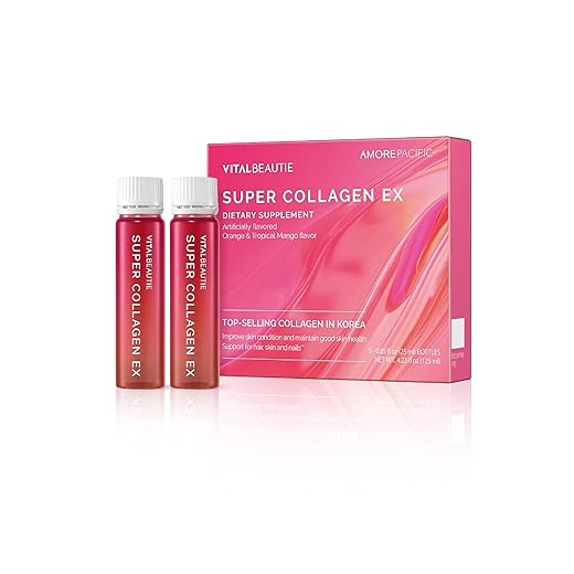 Super Collagen EX (Liquid Marine Collagen) Containing Biotin, Vitamin C, Hyaluronic Acid, L-Glutathione by AMOREPACIFIC Korean Skincare - 5 Servings
