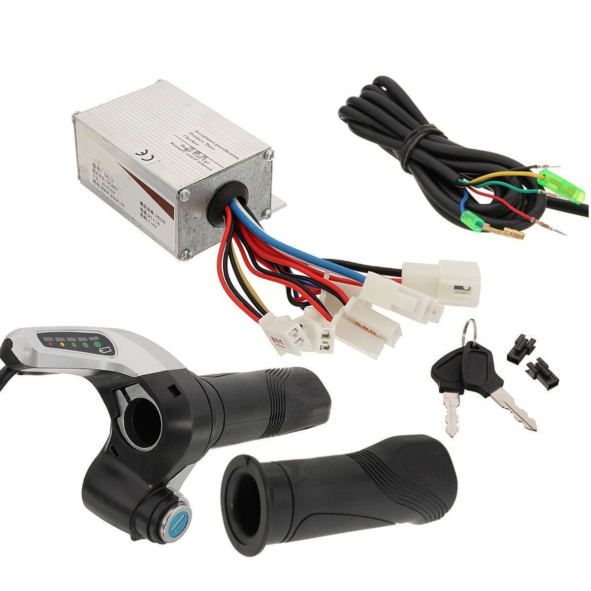 Scooters 24V 500W Motor Brush Speed Controller& Electric Bike Throttle Twist Grip