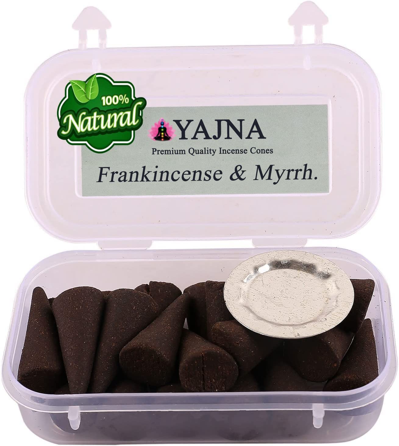 Yajna Frankincense-and-Myrrh 100%-Natural-Incense-Cones Handmade-Hand-Dipped Organic-Chemicals-Free for-Purification-Relaxation-Positivity-Yoga-Meditation The-Best-scents (20 Count)