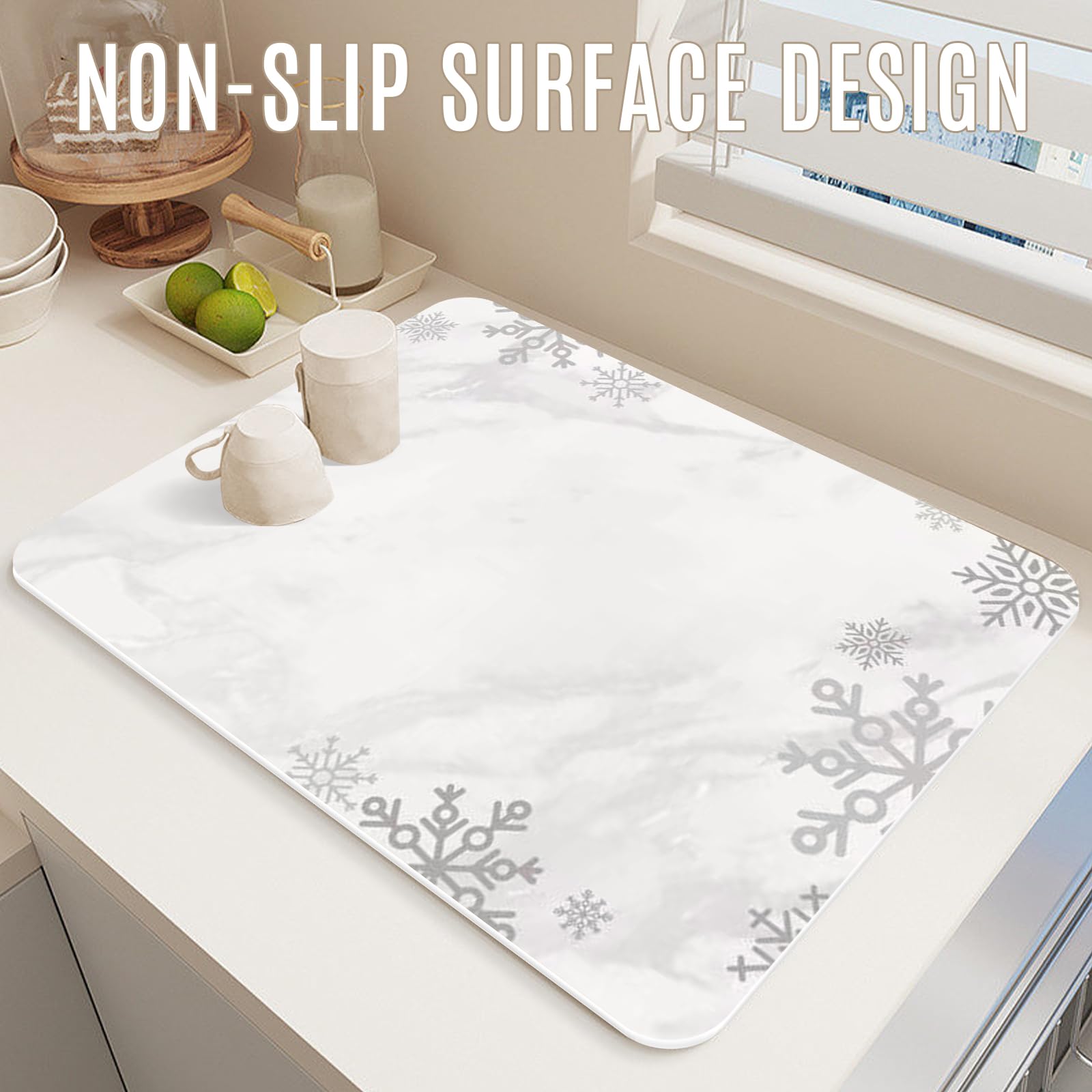 Nudwis Stone Drying Mat for Kitchen Counter, Dish Drying Mat Non-slip, Multi-use Fast Drying Mat for Bathroom, Eco-Friendly Diatomaceous Earth Mat for Baby Bottles, Dishes, and More