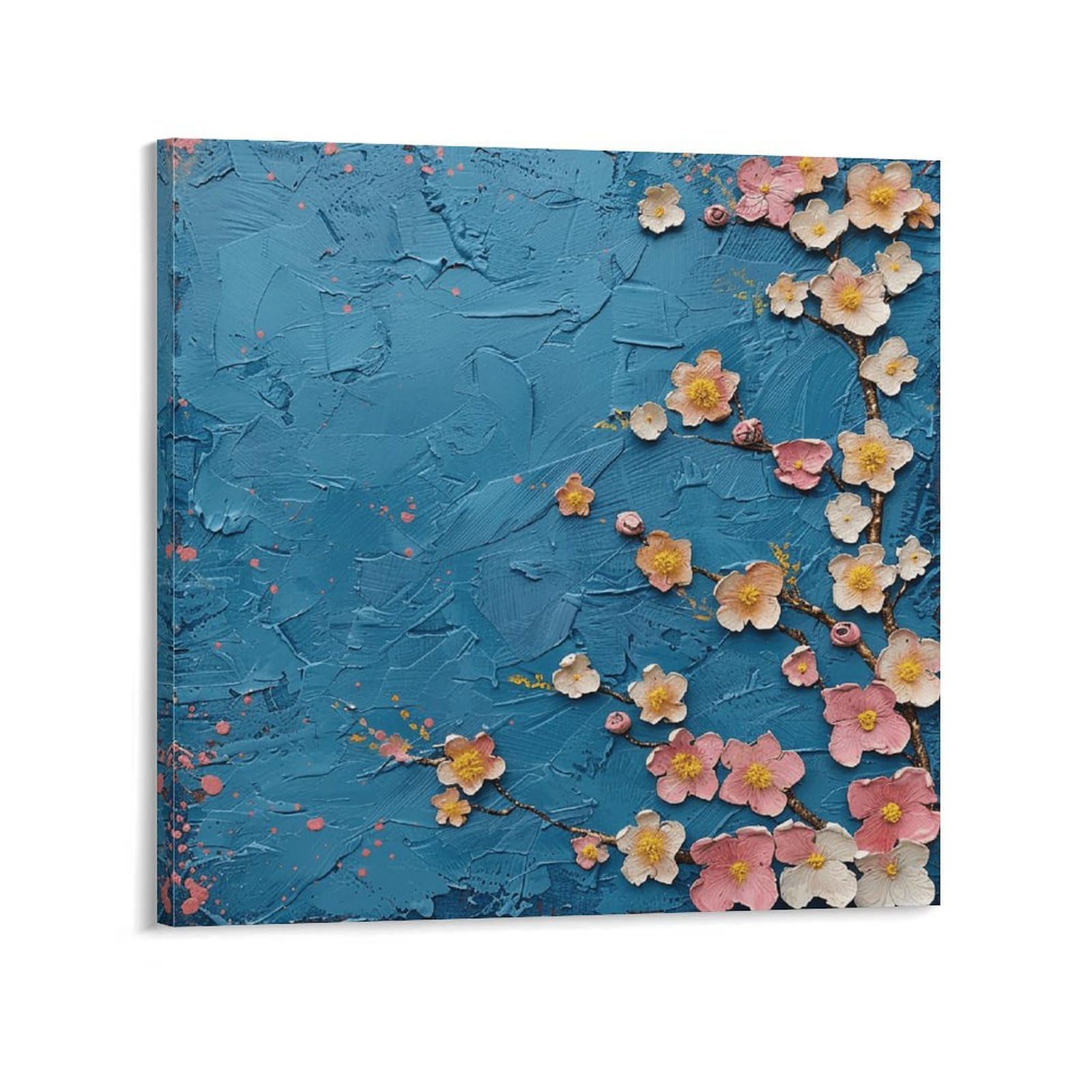 Colorful Small Flowers Canvas Wall Art for Bedroom 20x20inch(50x50cm) Canvas Prints Artwork for Walls Modern Picture Artwork Painting for Living Room Aesthetic Wall Paintings for Bathroom Kitchen Offi