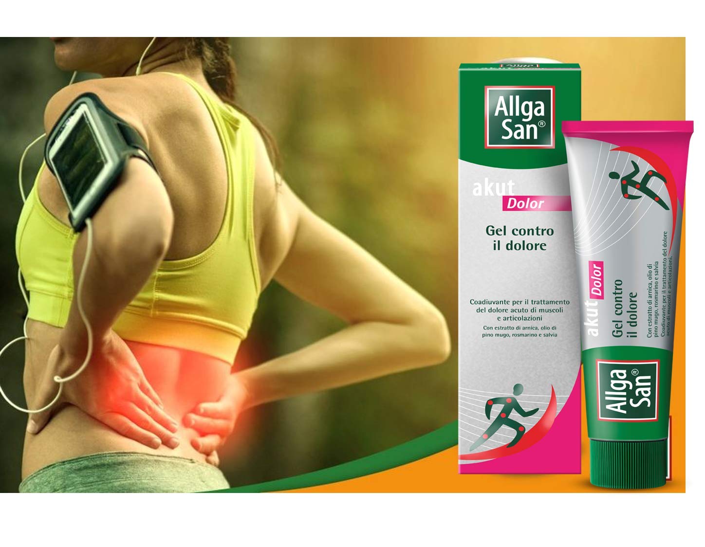 Allga San Akut Dolor -Arnica per cavalli uso umano Arnica Gel Forte 100 ml, Utilizzabile Come Crema per Dolori Articolari e Muscolari, Ideale per Massaggio, con Canfora