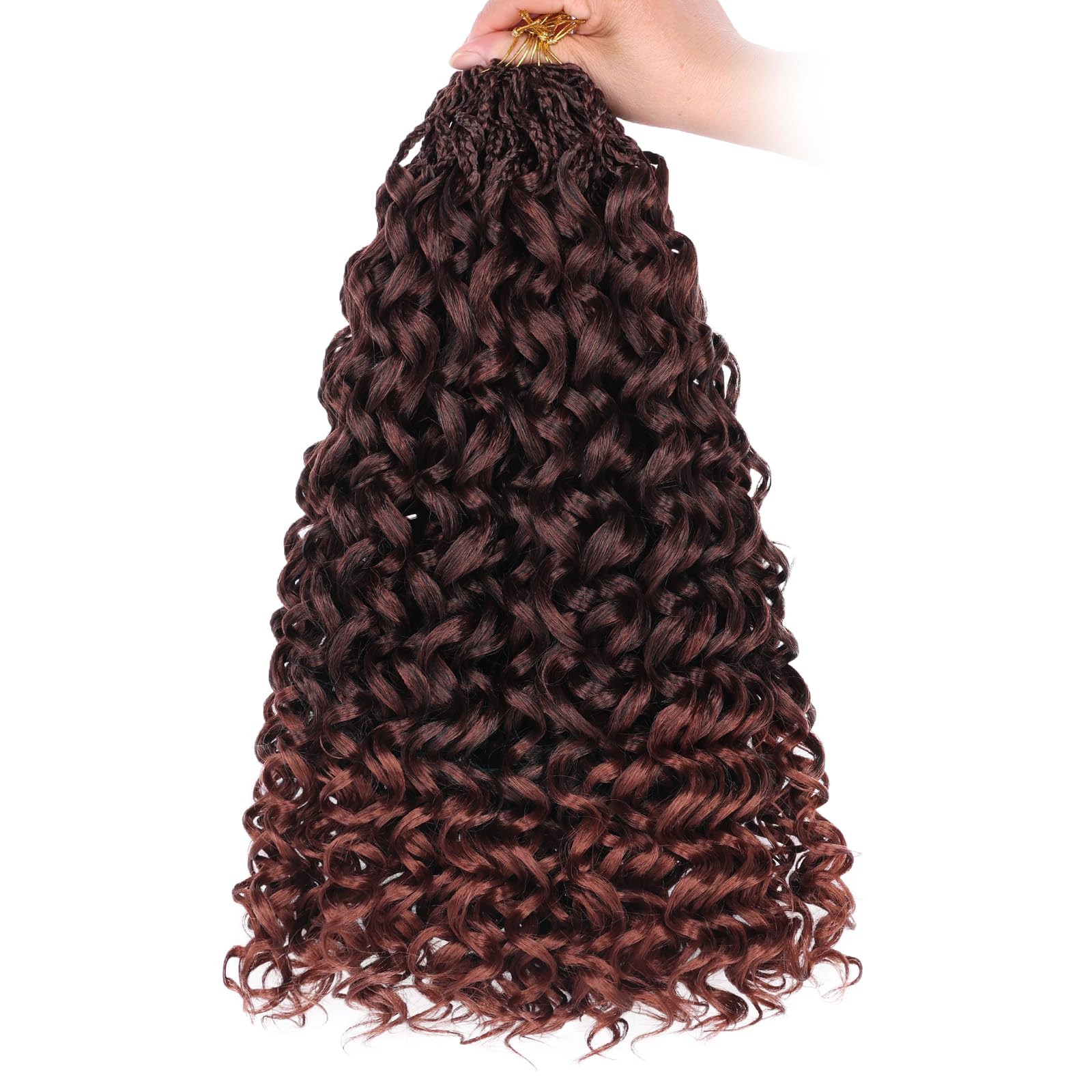 Leeven 8 Packs Gogo Curl Crochet Hair 14 Inch Ombre Ginger Ocean Wave Crochet Hair Copper Red Pre Looped Curly Goddess Box Braids Synthetic Beach Curl Braiding Hair for Women