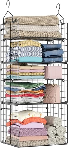 Miniatura 9 de X-cosrack Organizador y Almacenamiento Colgante para Armario - Estantes Colgantes de 5 Niveles, Cesta Organizadora de Estante de Armario de Alambre