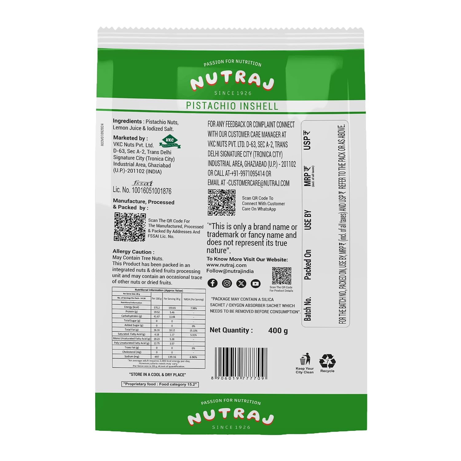 Nutraj California Pista Roasted & Salted (400 G)