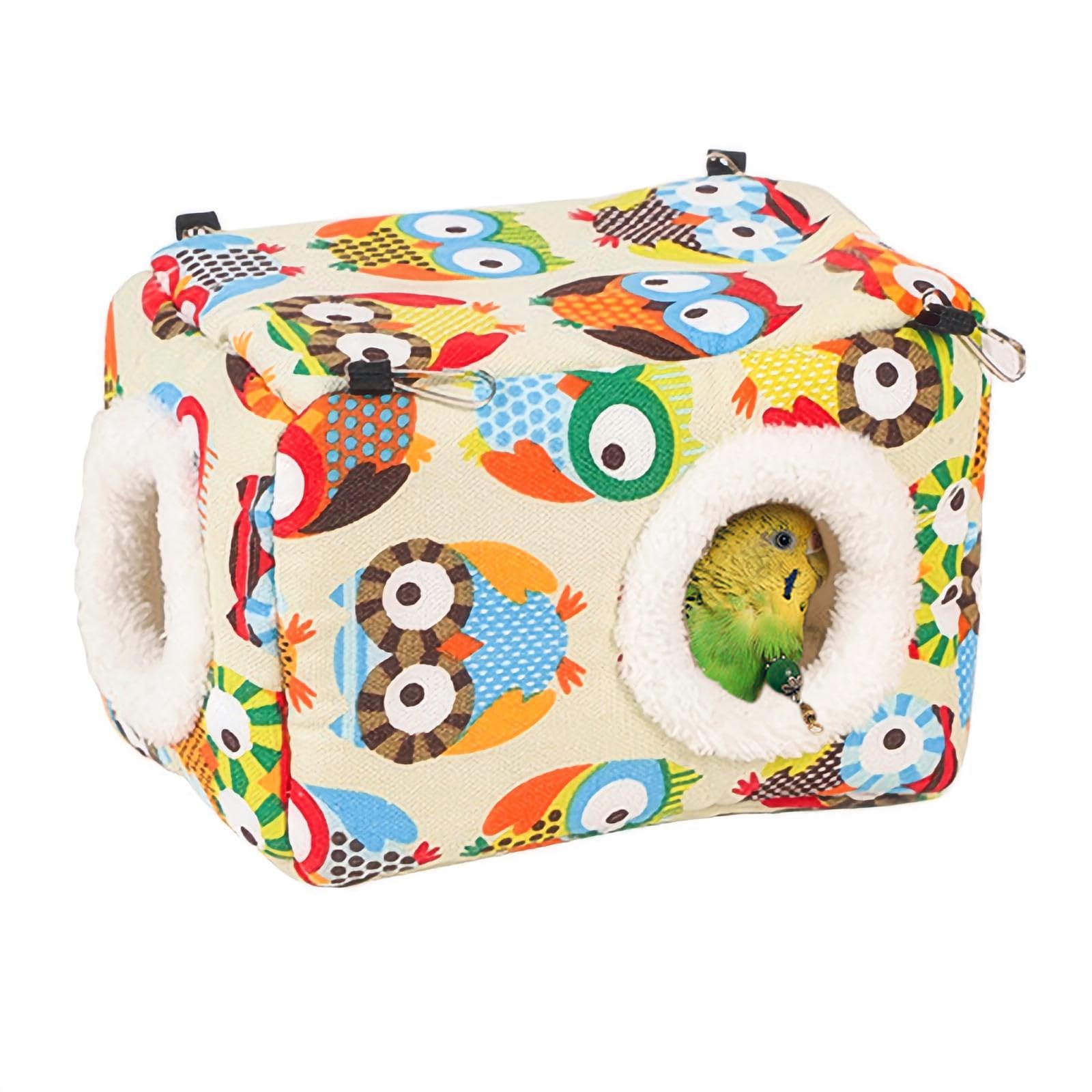 Fanlahmtasy Bird Bed for Cage - Door and Window Designed, Stable Hook at Four Corners, Arctic Velvet Warmth, All Small Pets Friendly (Small)