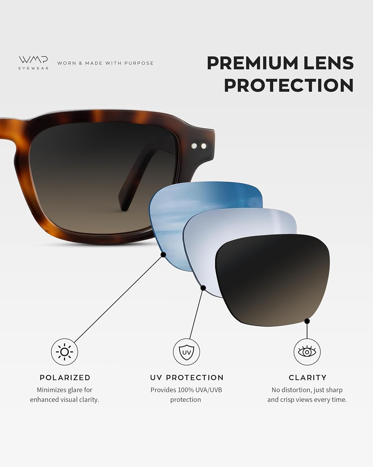 WMP Eyewear - Men's Polarized Sunglasses: Narrow Geometric Frame, Rectangular Lenses, Round Rivets, Injected Metal Core - Image 4