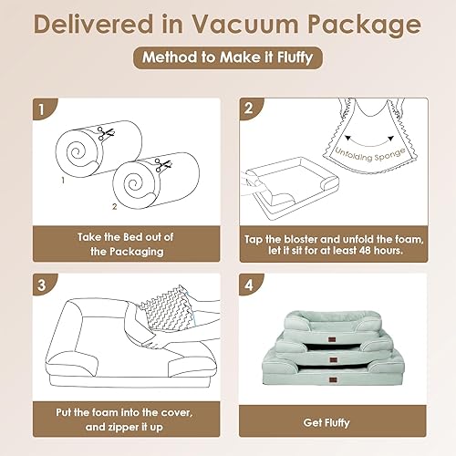 Miniatura 140 de EHEYCIGA – Cama ortopédica mediana impermeable para perros medianos, de espuma viscoelástica tipo caja de huevos, con bordes elevados y base