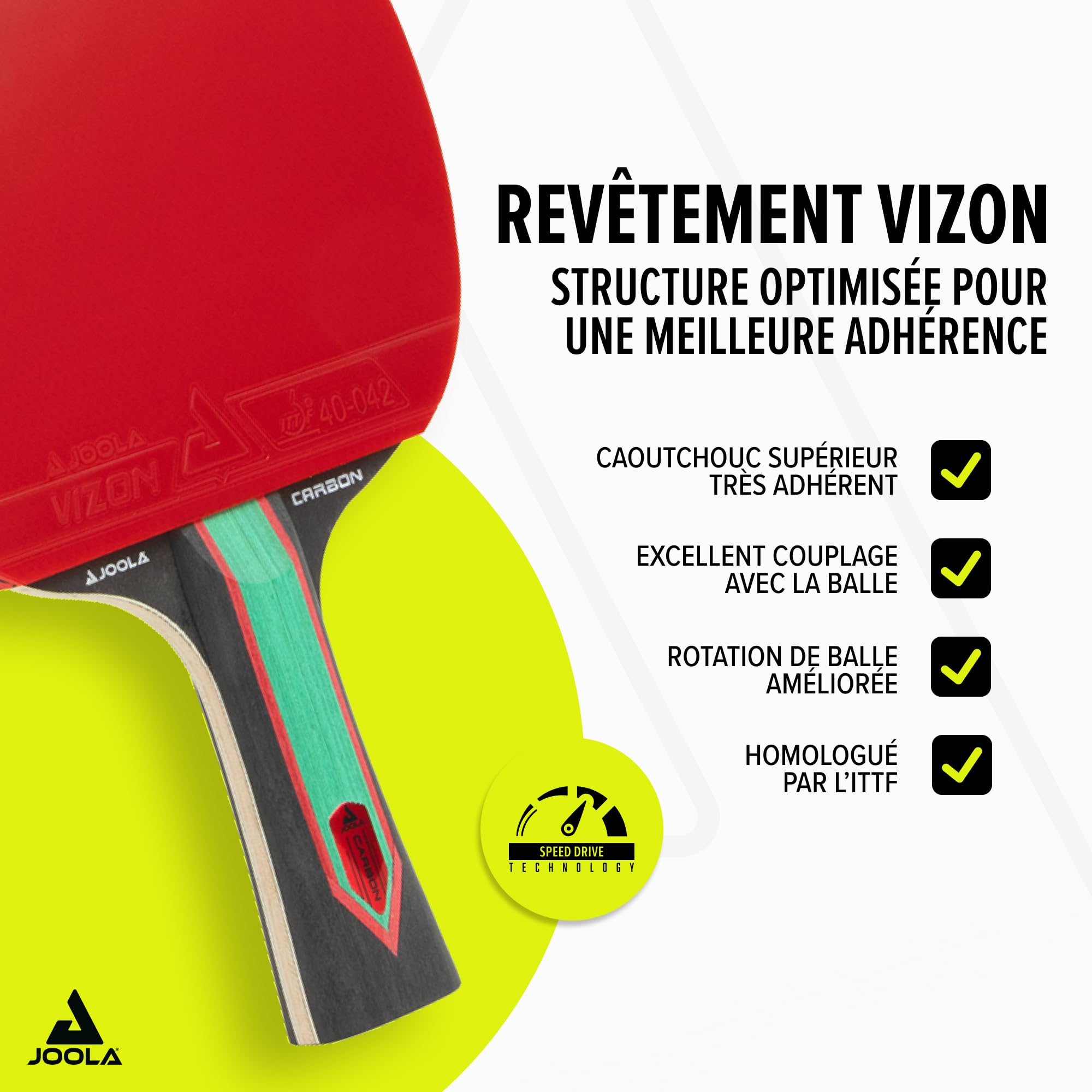 JOOLA Raquette de Tennis de Table Red Carbon Pro/Carbon Control/Carbon X – Raquette de Ping-Pong en Carbone avec Boîte Magnétique