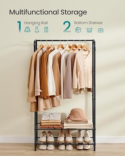 Miniatura 3 de SONGMICS Armario de armario, armario portátil grande de 28.7 pulgadas, perchero para colgar ropa, estante de ropa resistente, organizador de