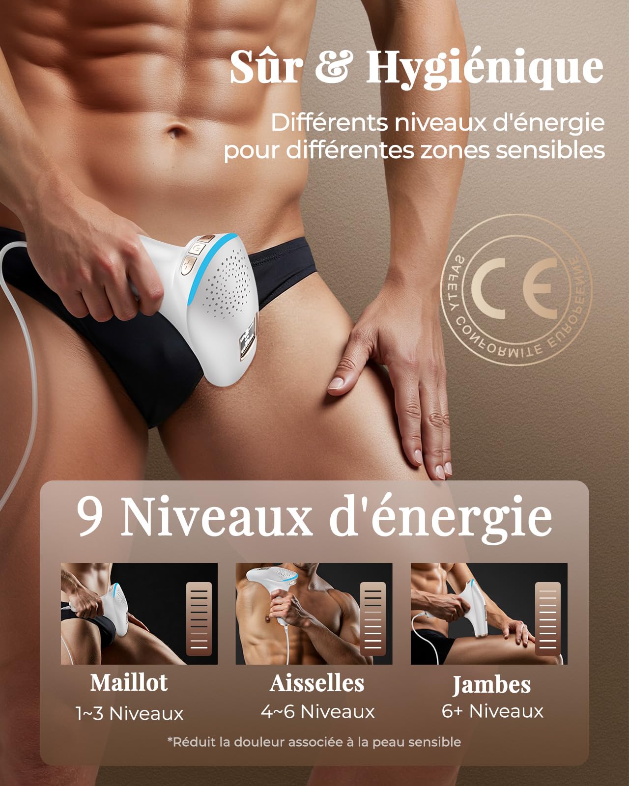 Haarlosy Épilateur Lumière Pulsée, Grande Fenêtre 5 cm², 999,900 Flashs IPL, 9 Niveaux & 2 Modes, Auto/Manuel – Épilation Laser Définitive Maison Femme & Homme, Visage, Corps, Aisselles, LCN1202