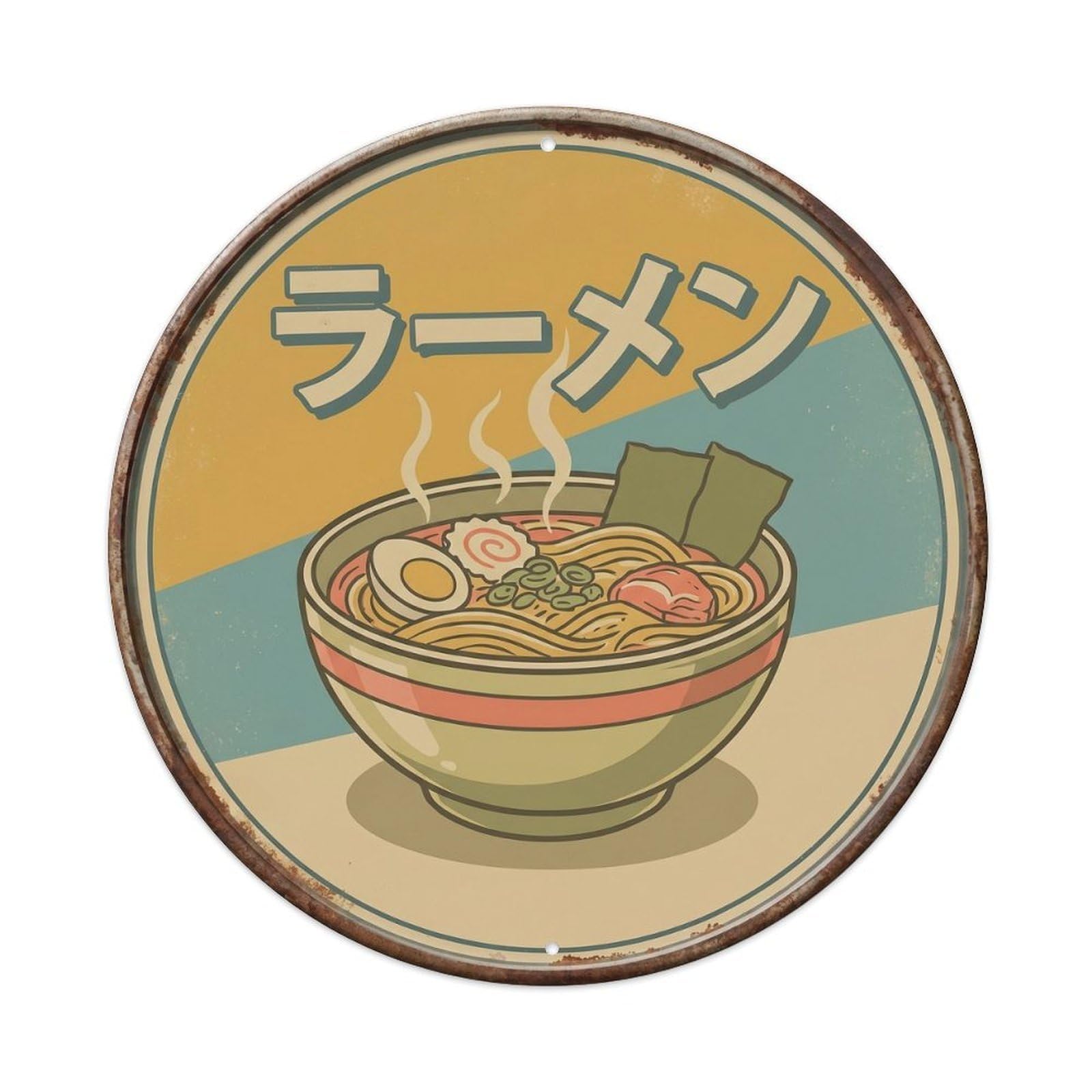 Cxhjca 8X8inch(20X20cm) Ramen Japanese Soup Bowl Tourism Style Kitchen Cuisine Metal Tin Sign
