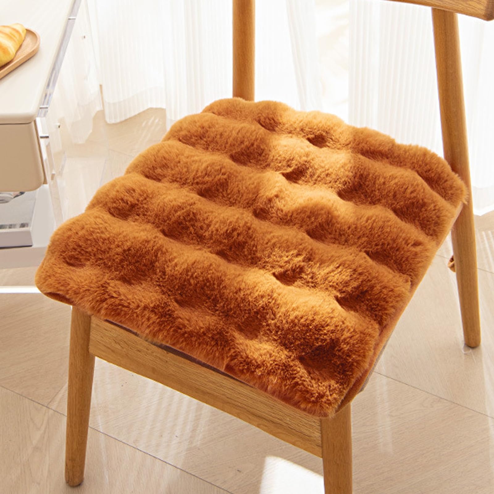 Coussin de chaise en peluche orange 45x45 cm au confort absolu et élégant