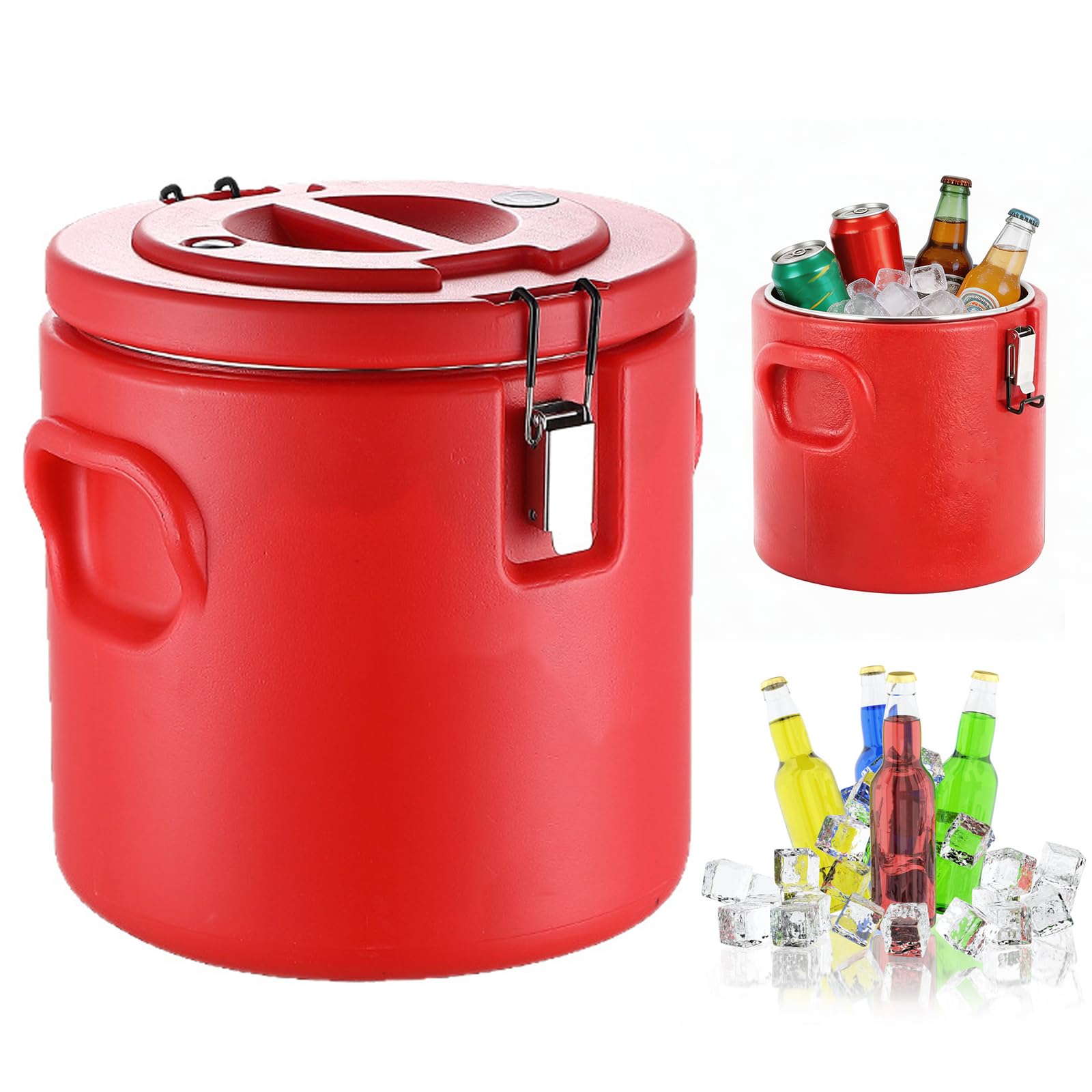 Contenitore termico per zuppe da 10 l, in acciaio inox 304, per alimenti caldi o freddi, refrigerante per tè e caffè caldi, succhi di frutta, acqua, latte freddo (10 l)