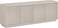 Henn&Hart Fluted TV Stand for 75" TVs, Alder White - Modern Plinth Base, Concealed Ribbed Cabinets & Adjustable Shelves
