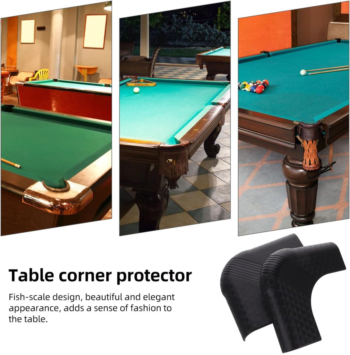 Pool Table Corner Protectors 4 Pack 5.11 Inch Billiard Table Edge Guards Non-Slip Corner Safety Bumpers Furniture Edge Covers for Home Game Room