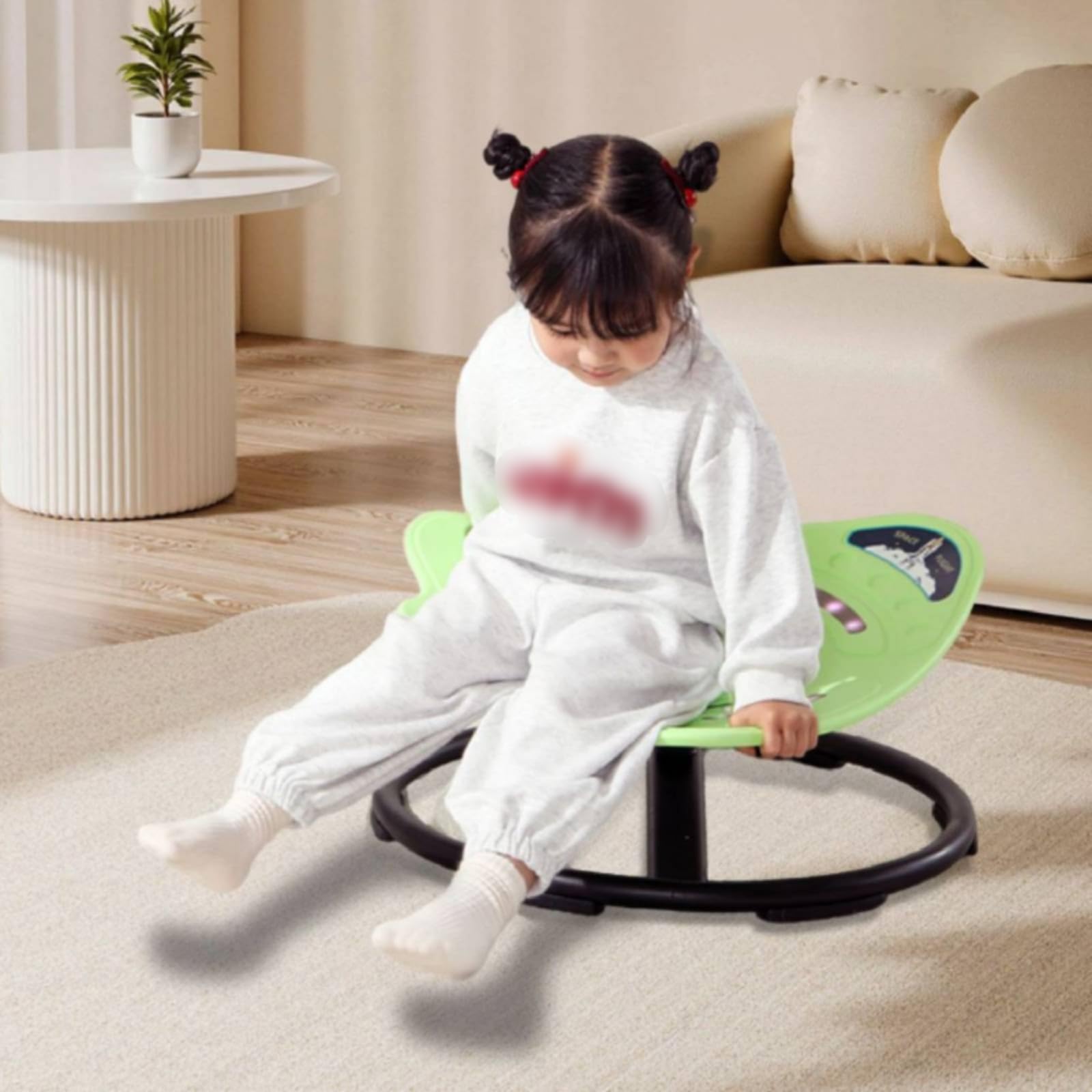 Sedia Girevole per Bambini Sedia Rotante Sedia Equilibrio Seduta attività con Seduta Modellata Stabile E Base Circolare in Metallo Adatta per Esercizi, Verde