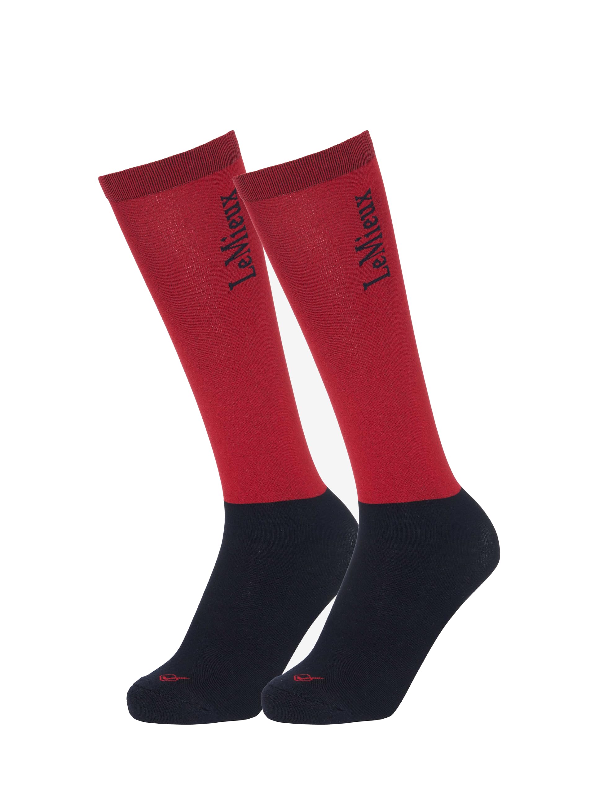LeMieux Competition Horse Riding Socks with Closely Woven Foot, Topside Seam and Micro Weight Stretch - Twin Pack - Chilli - Large