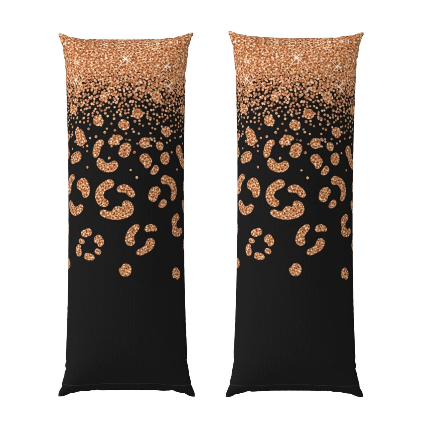 Long Body Pillow Cover 20x54, Rose Gold Glitter Black Cheetah Leopard Print, Plush Velvet Pillowcase with Zipper, Cozyffy Rectangular Case for Bedroom Couch Sofa Sleeping