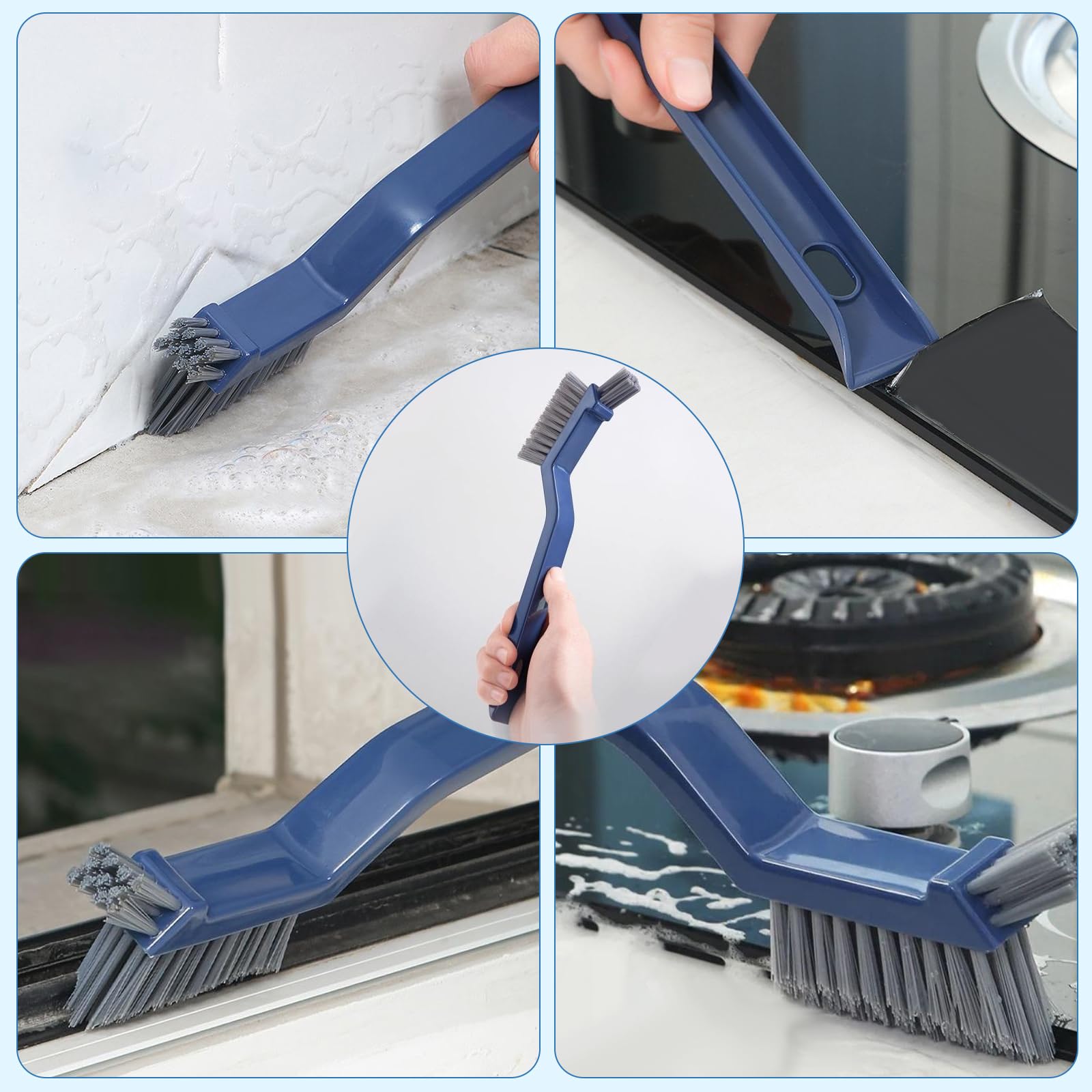 Set 4 Spazzole Per Pulizia - Multifunzionali Per Bagno, Cucina, WC | Con Grattino E Pinza - Foto 6
