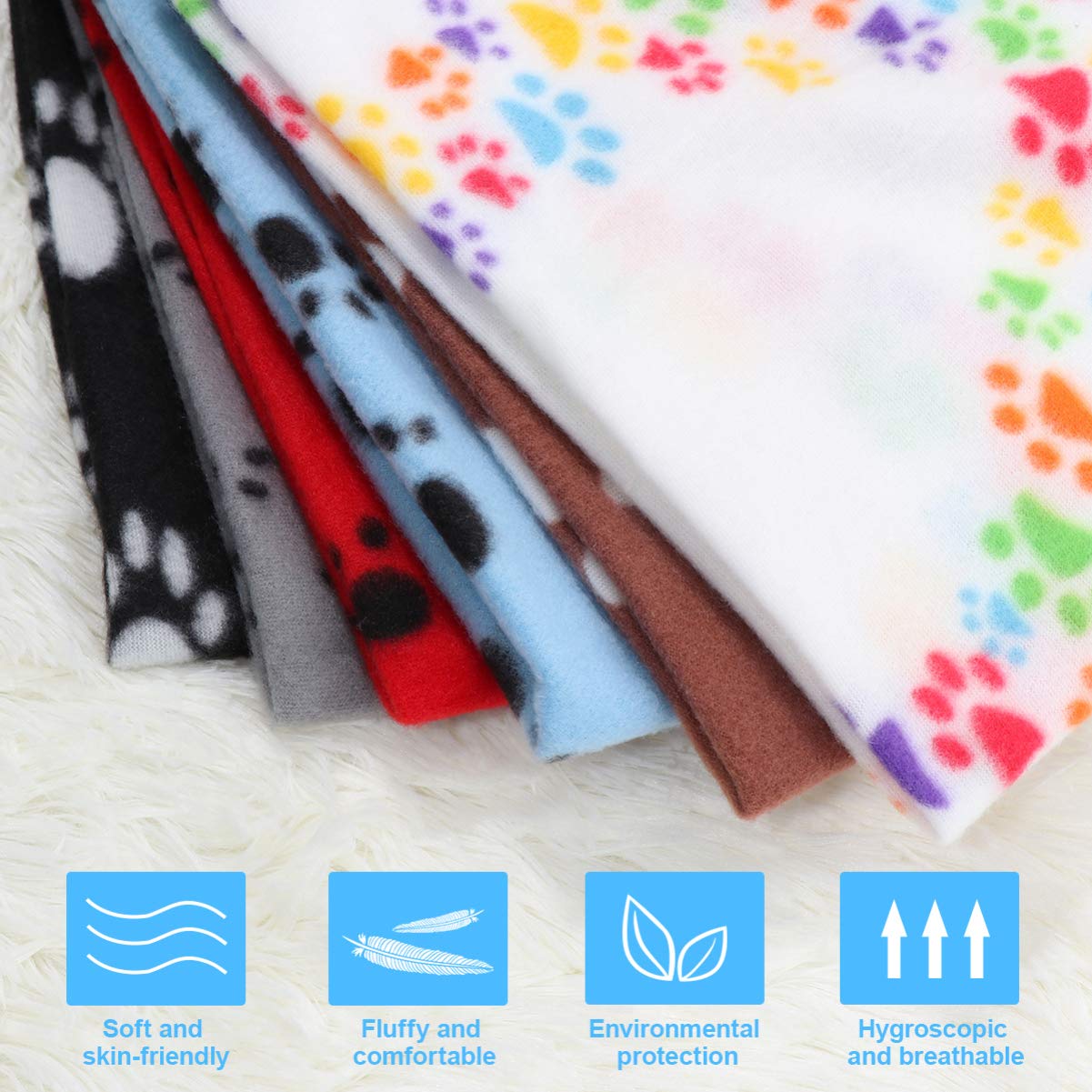 balacoo 6 Packungen/Set Haustierdecken Katzenvliesdecken Weiche Welpendecke Kissen Schlafmatte mit Pfotenabdruck Haustier Bettdecke für Hunde Welpen Katzen 60X70cm