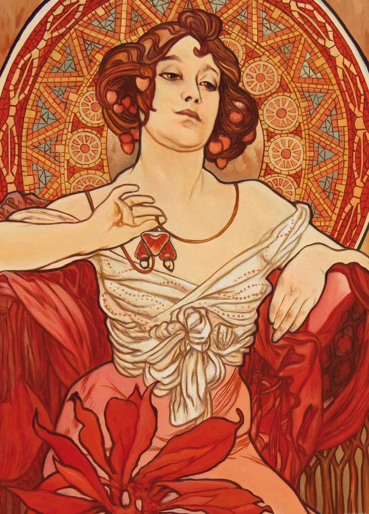 Poster D’Arte Mucha – Le Pietre Preziose: Il Topazio – Stampa Su Carta Di Pregio 158x53 Cm – Quadro Stile Liberty
