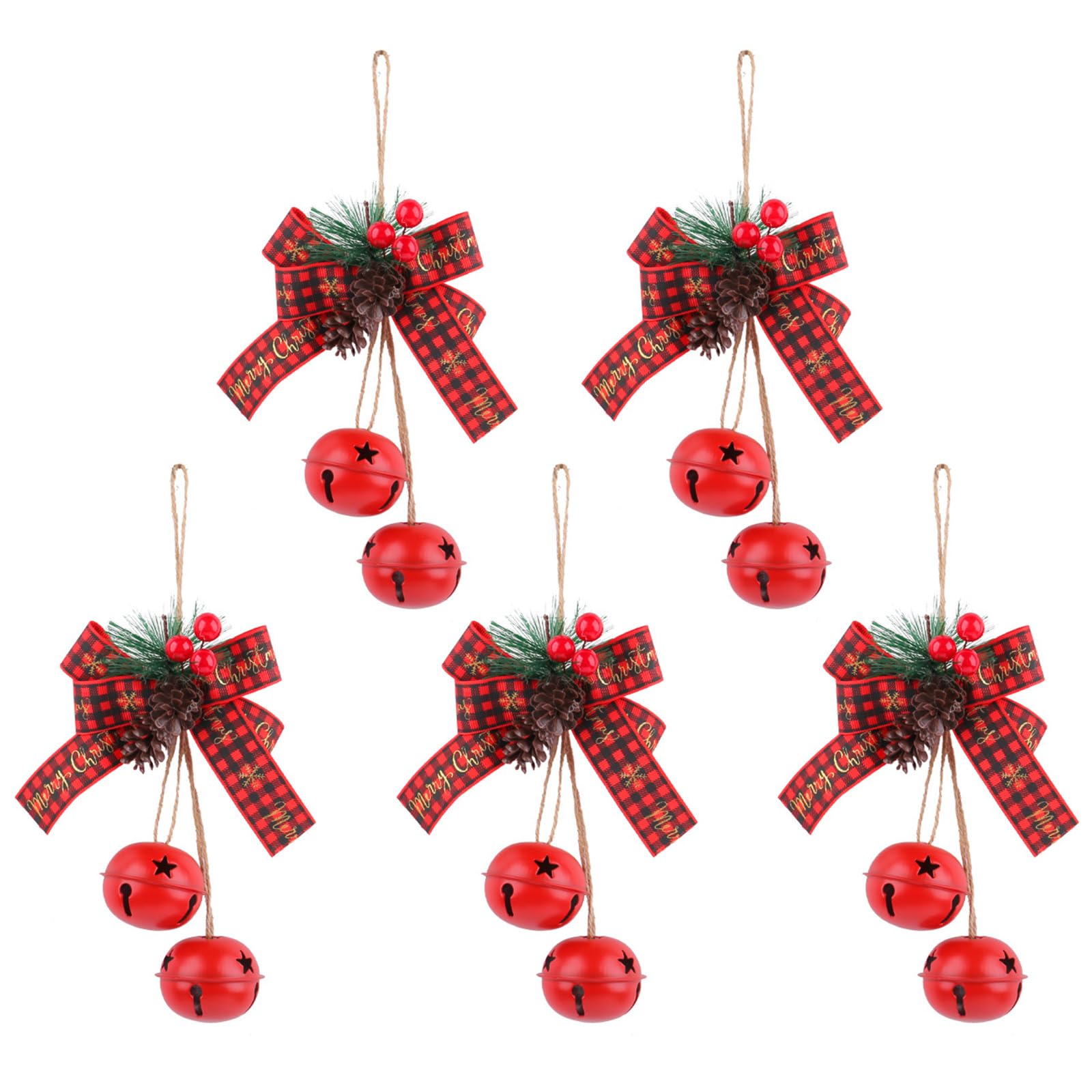 Tsophreniq Sturdy Bells with Colorful Bowknot Iron Craft Christmas Bells with Bowknot for Indoor and Outdoor Festival Display Festival Ornament