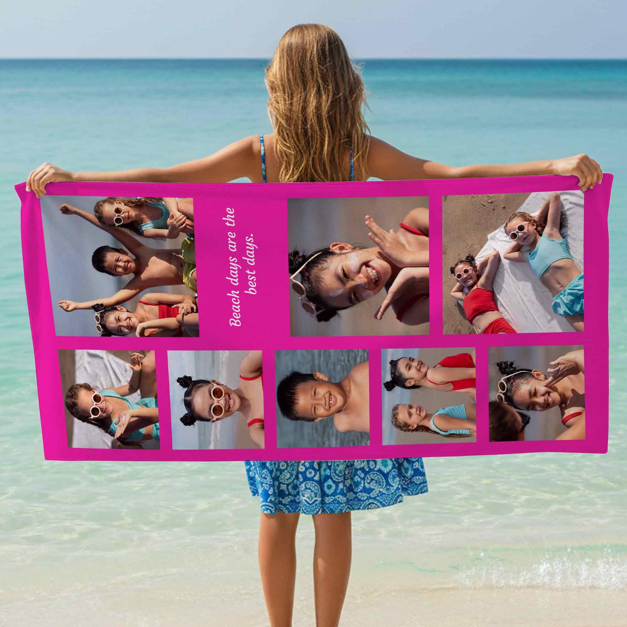 Print Maniacs Custom Picture Collage Towel Personalised Text Microfibre Beach Towel Large Quick Dry Lightweight Travel Towel Holiday Pool Gym Spa
