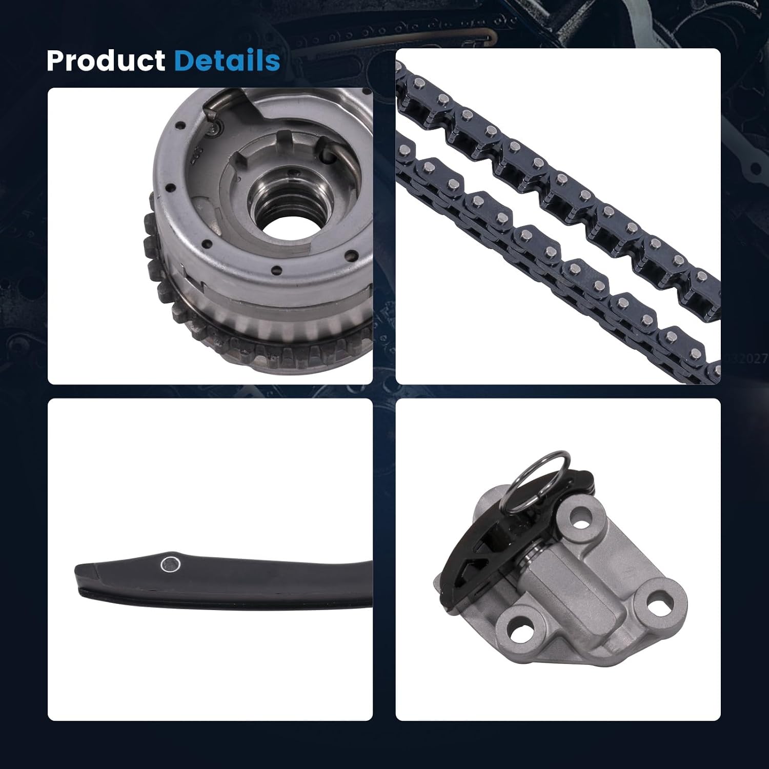 KELOKE M278 Timing Chain Kit with Camshaft Adjuster Sprocket Fits for 12-19 Mercedes Benz E500 S500 CLS500 GL500 GLS500 ML500 GL450 CLS550 GLS550 GL550 ML550 X166 W166 W212 V8 4.7L Turbo A0009935576