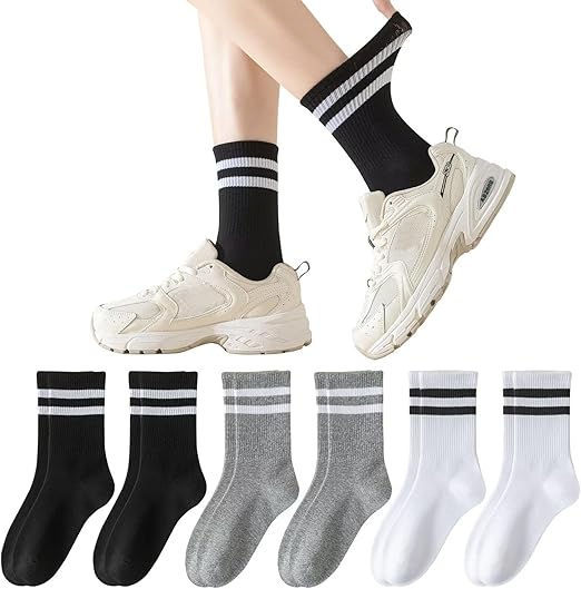 25cm　2足セット Amazon.co.jp: [HWVICTORYV] 靴下 レディース 2本ライン クルー