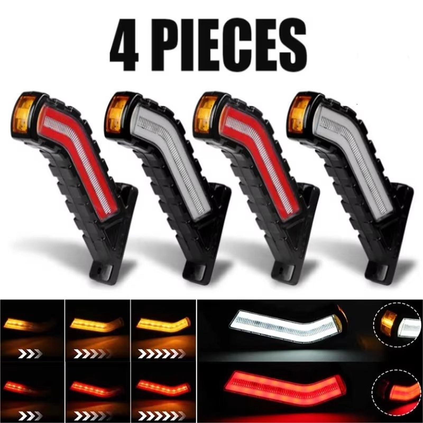 Intermitente lateral 2 Luces LED De Posición Lateral Lámpara Intermitentes Universal Para Coches SUV Camiones Rvs Autobuses Barcos Remolques Marcador lateral(4pcs Signal Light)