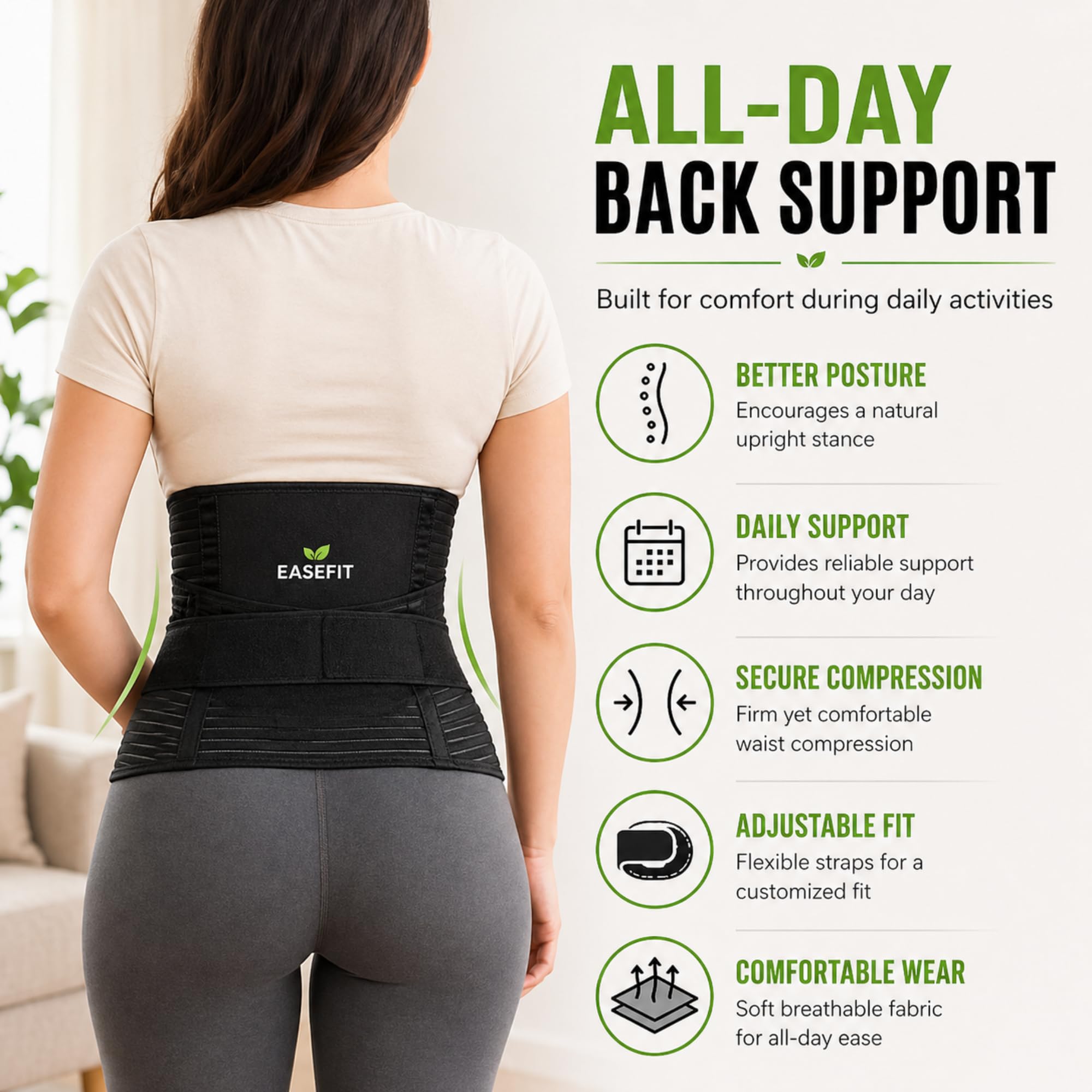 EASEFIT Postpartum Belly Belt for Women - 3 in 1 Tummy Tucker | Waist, Pelvis & Back Support | Fat Slimming Shapewear After Delivery & C-Section | Adjustable Fit 30-46” (Made in India) 3
