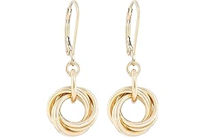 Dainty 14K Gold-Filled Simple Circle Love Knot Dangle Leverback Earrings